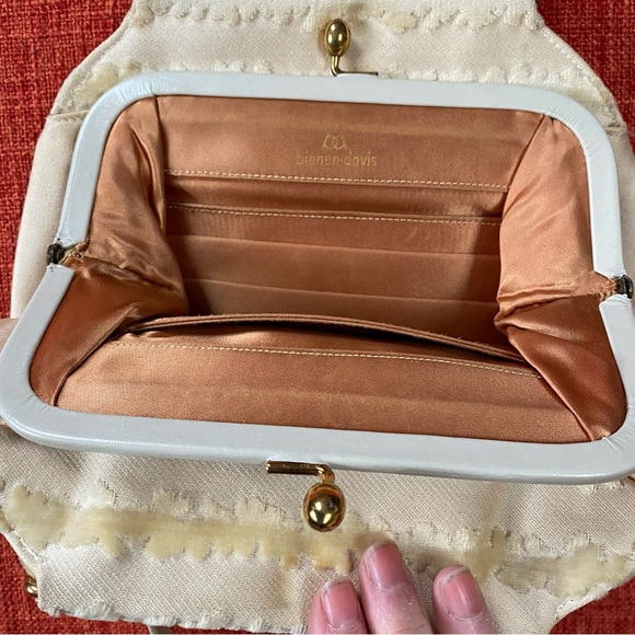 RARE 50’s Bienen Davis Velvet Floral Carpet Chenille Purse Bag - Picture 5 of 15